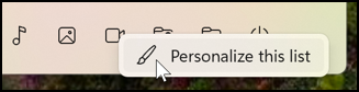 windows 11 start menu - personalize mini-menu