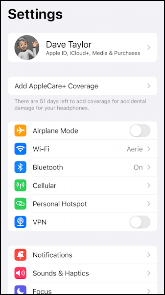 iphone wifi hotspot - settings