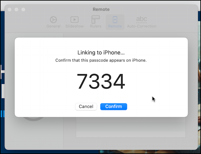 apple keynote iphone remote control clicker - pairing code ok?