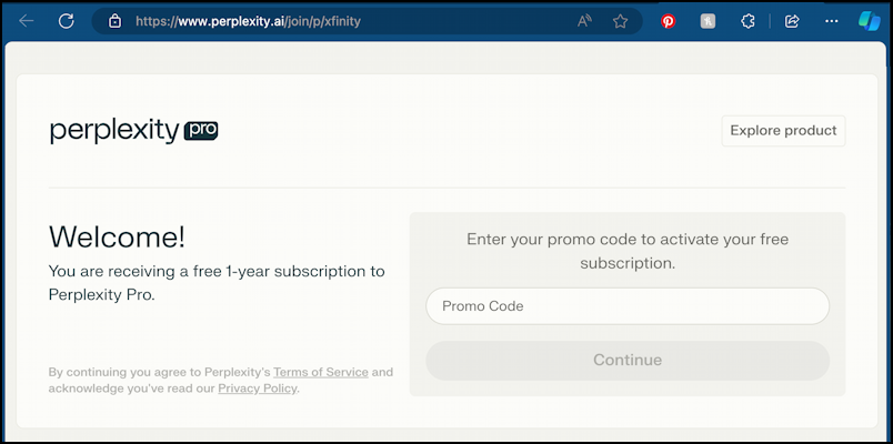 xfinity free perplexity ai pro - enter pro code