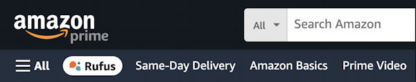 amazon rufus ai - web navbar