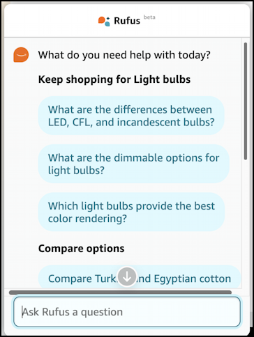 amazon rufus ai - web chat box default