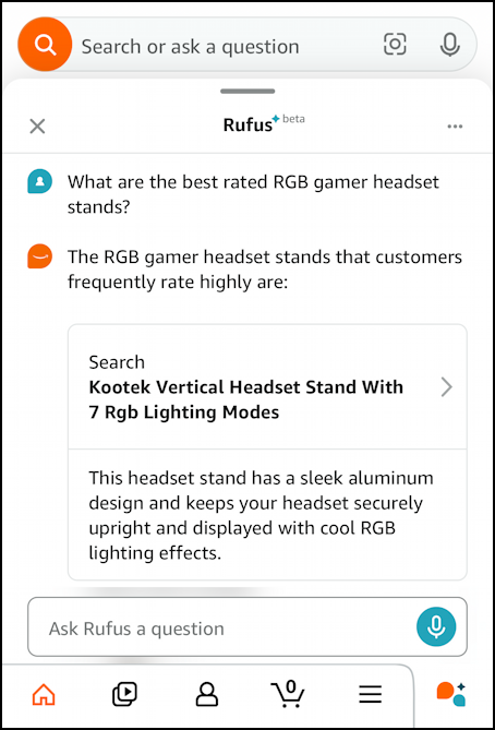 amazon rufus ai mobile - default window