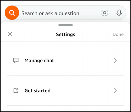 amazon rufus ai mobile - three-dot menu