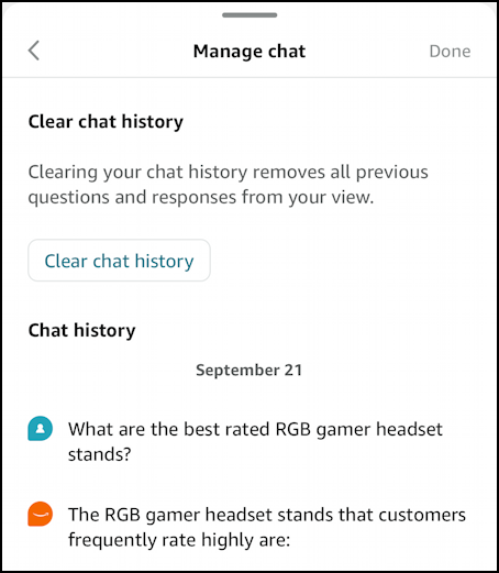 amazon rufus ai mobile - manage chat