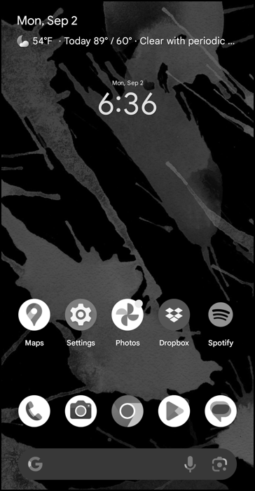android bedtime mode - greyscale home screen