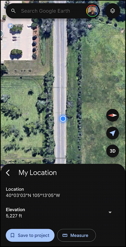iphone current elevation height - google earth