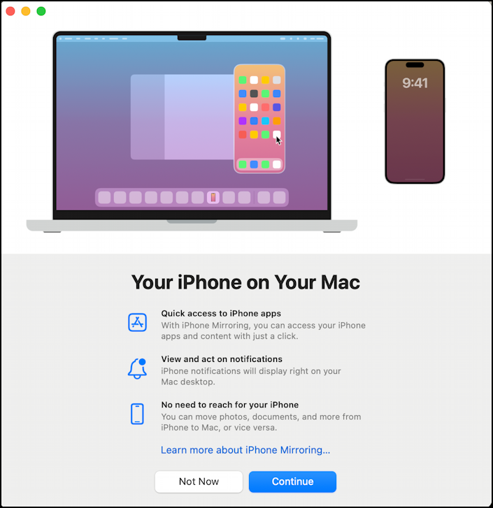 iphone mirroring mac - app splash screen intro