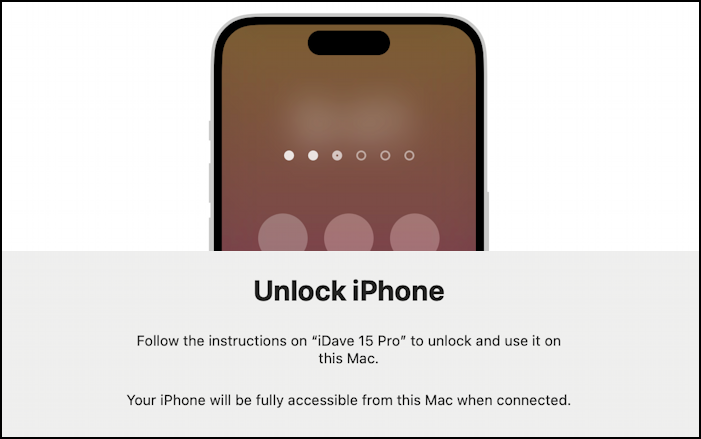 iphone mirroring mac - step 1 - unlock phone