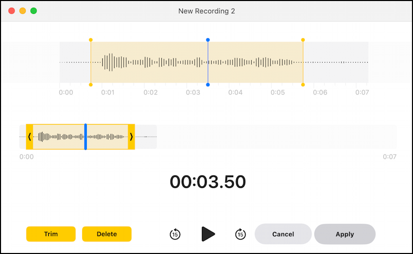 mac macos voice memos - trim recording