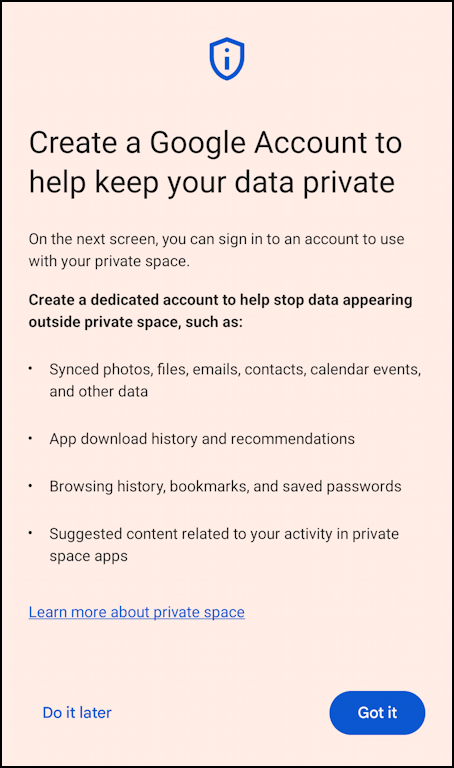 android 15 private space - set up 1