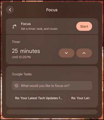 chromeos chromebook focus feature - set time and focus app