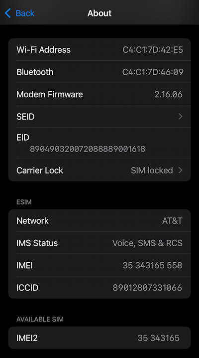 iphone ios enable rcs - settings > general > about > Carrier