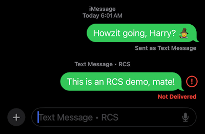iphone ios enable rcs - no rcs support on android phone error
