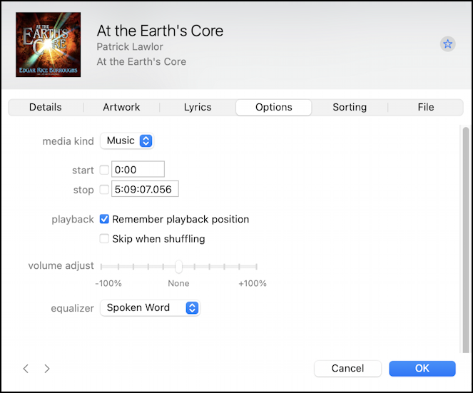 apple music change audiobook cover image - eq setting