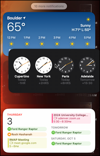 mac macos world time clock - notification center - moving the widget