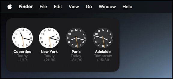 mac macos world time clock - notification center - dragged onto the desktop