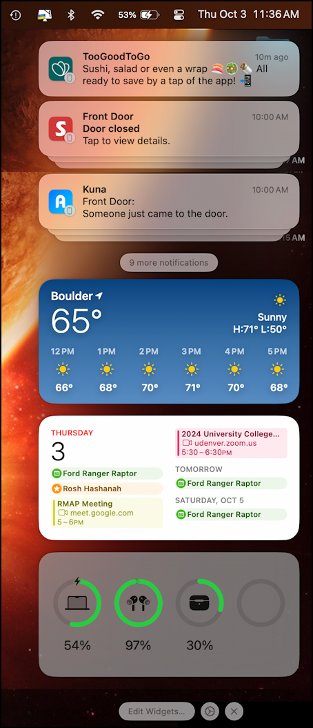mac macos world time clock - notification center
