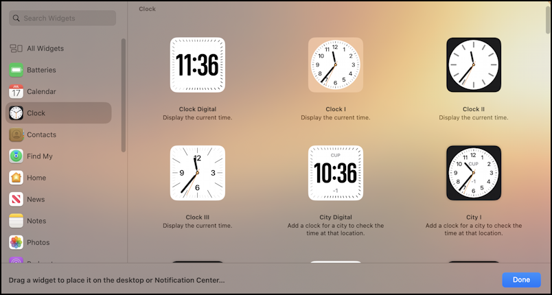 mac macos world time clock - notification center - world clocks small