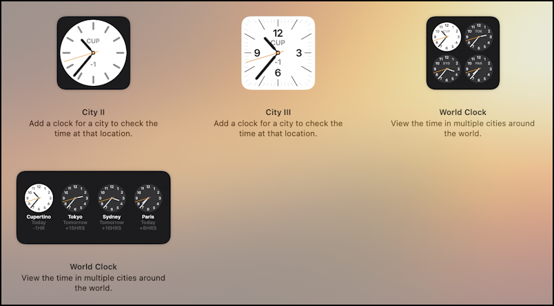 mac macos world time clock - notification center - multi-clock option widget