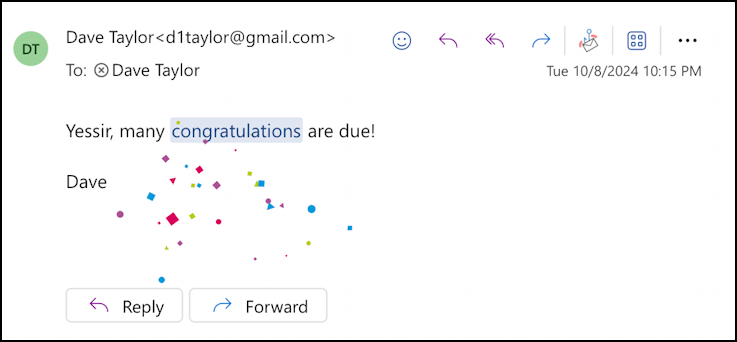 microsoft outlook joyful animation - congratulations animated