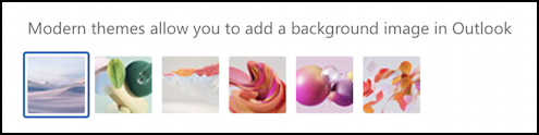 microsoft outlook modern themes - close up