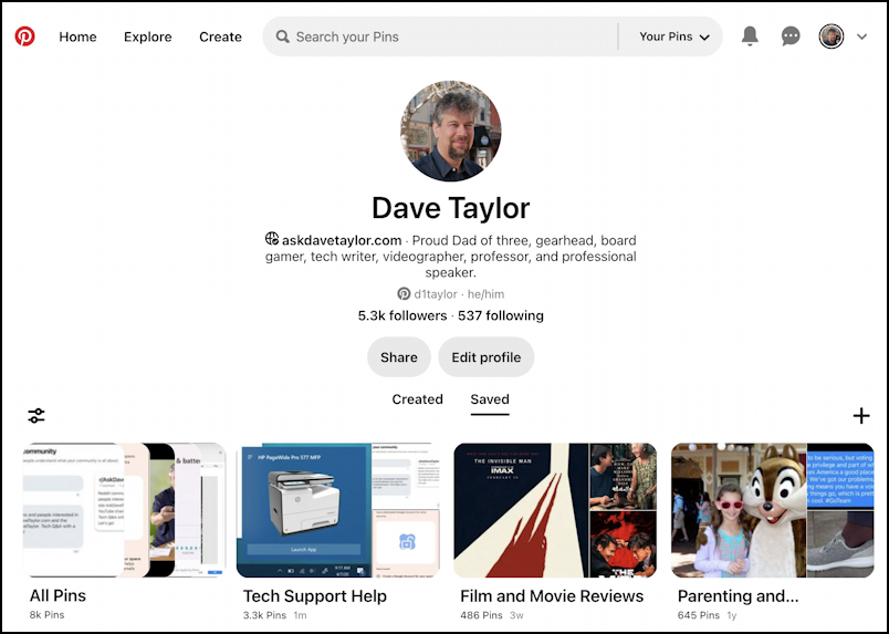 pinterest quit collaborative group - my profile askdavetaylor