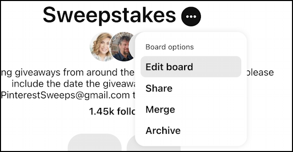 pinterest quit collaborative group - context group management menu