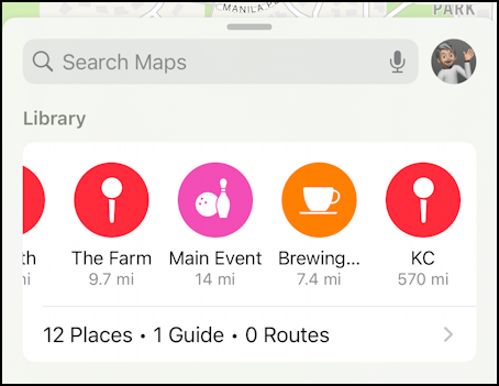 Apple Maps re-order favorite pin locations – new locations added to favorites buttons