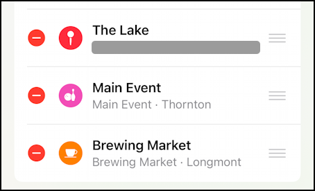 Apple Maps re-order favorite pin locations –  edit mode