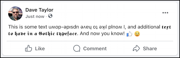 fancy font facebook status update - posted