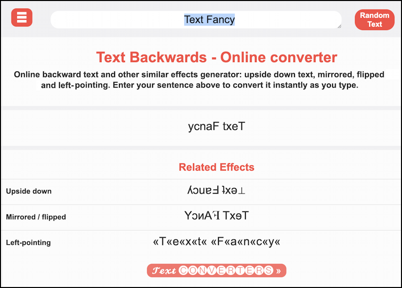 fancy font facebook status update - textfancy.com flippers