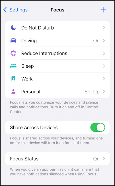 iphone settings focus - 