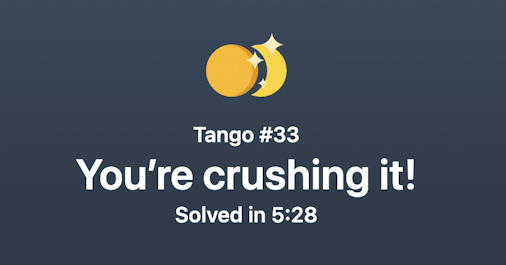 linkedin puzzle game tango - solved in time