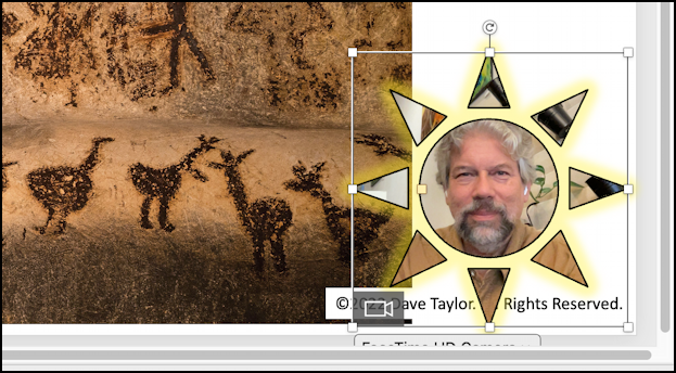 microsoft powerpoint webcam recording cameo - sun inset video with yellow glow