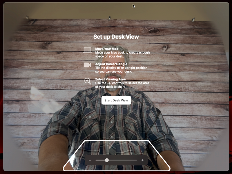 mac macos center stage webcam - desk view