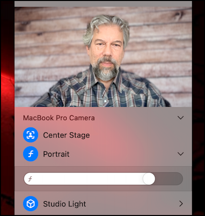 mac macos center stage webcam - studio light