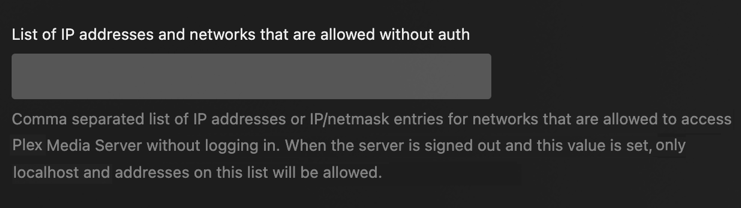plex server offline access - client allowed without auth