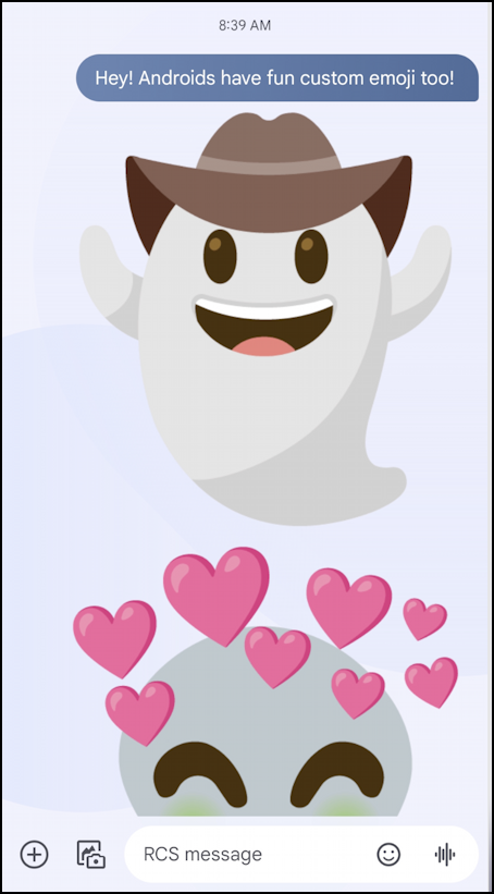 android emoji kitchen genmoji - sent. they're big!