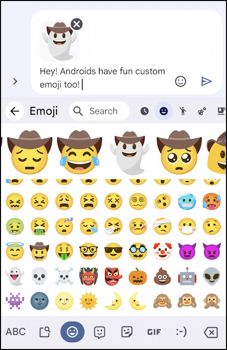 android emoji kitchen genmoji - ghost cowboy