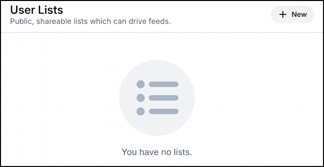 bluesky social create list - no lists