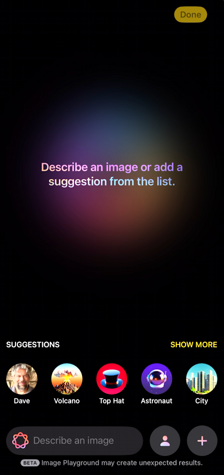 iphone ai image playground portrait - splash screen