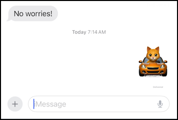 iphone ios genmoji get started - sent to friend cat in sports car