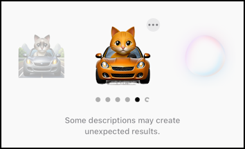 iphone ios genmoji get started - cat in sports car orange