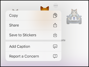 iphone ios genmoji get started - genmoji share menu