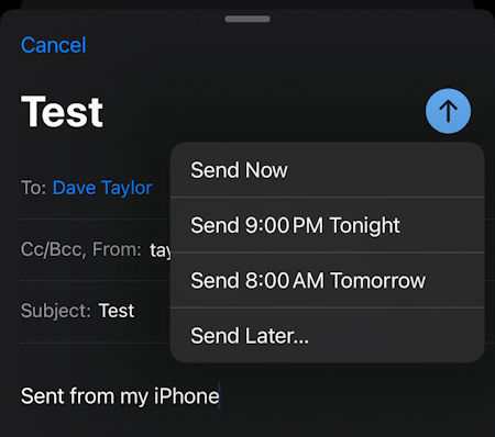 apple mail for mobile iphone ipad - how to schedule email messages