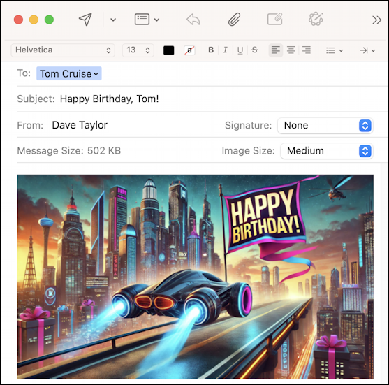 apple mail for mac - birthday email to tom cruise