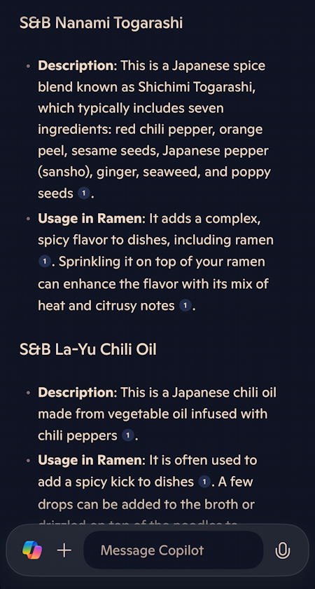 ai test chatgpt vs copilot - copilot description of japanese spice jars