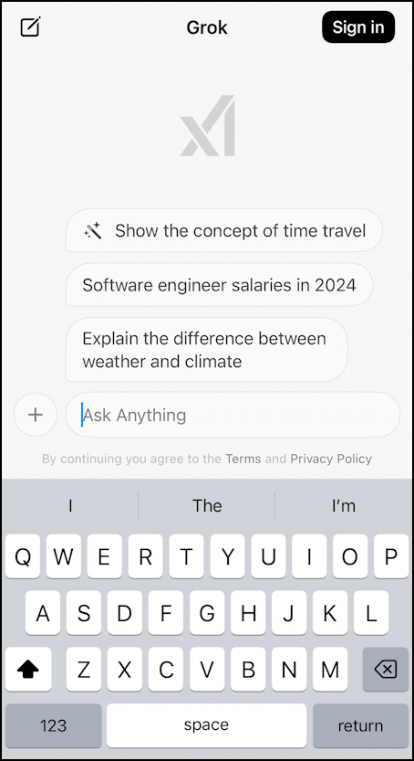 grok ai iphone ios app - first launch