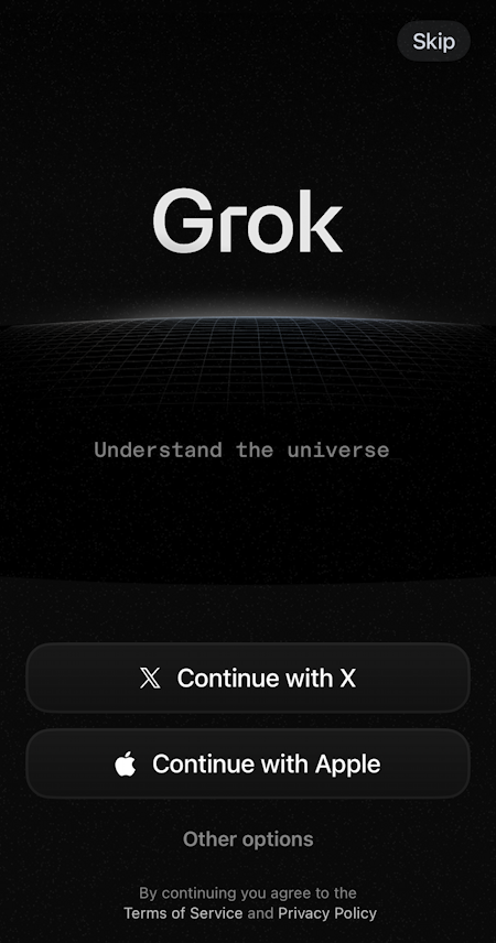 grok ai iphone ios app - sign in to your x account